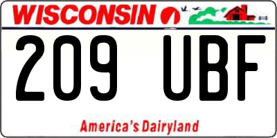 WI license plate 209UBF