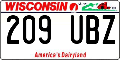 WI license plate 209UBZ