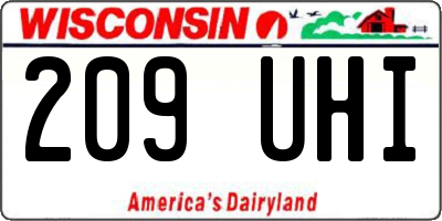WI license plate 209UHI