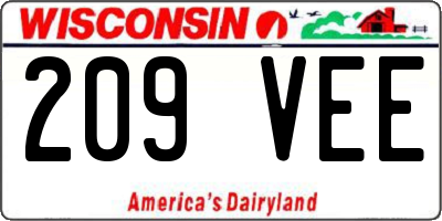 WI license plate 209VEE