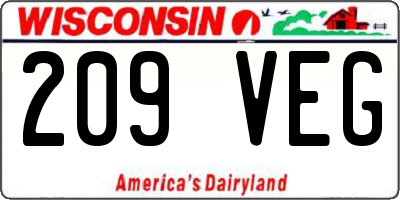 WI license plate 209VEG