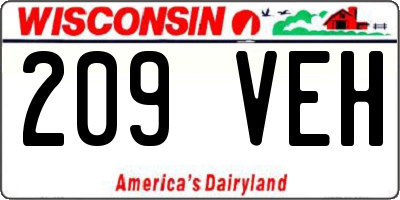 WI license plate 209VEH