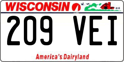 WI license plate 209VEI