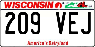 WI license plate 209VEJ