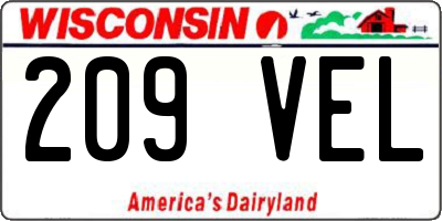WI license plate 209VEL
