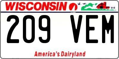 WI license plate 209VEM