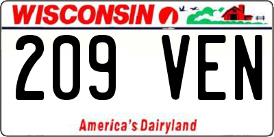 WI license plate 209VEN