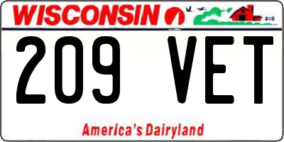 WI license plate 209VET
