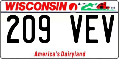 WI license plate 209VEV