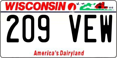WI license plate 209VEW