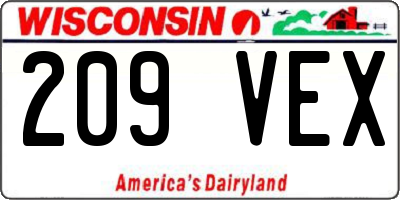 WI license plate 209VEX