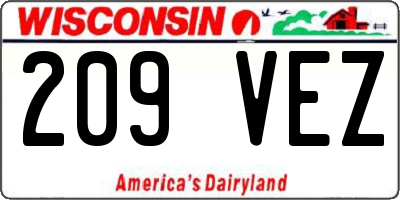 WI license plate 209VEZ