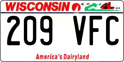 WI license plate 209VFC