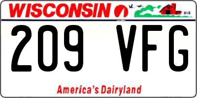 WI license plate 209VFG