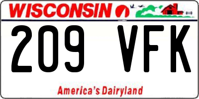 WI license plate 209VFK
