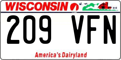 WI license plate 209VFN