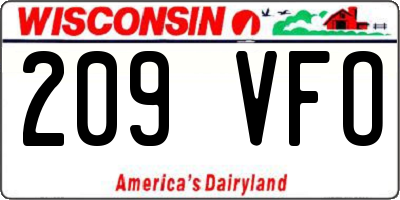WI license plate 209VFO