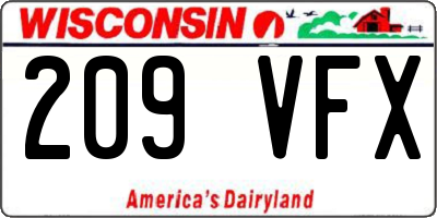 WI license plate 209VFX