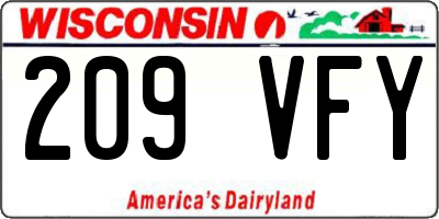 WI license plate 209VFY