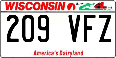 WI license plate 209VFZ