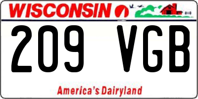 WI license plate 209VGB