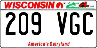 WI license plate 209VGC