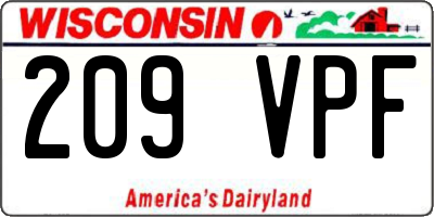 WI license plate 209VPF