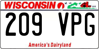 WI license plate 209VPG