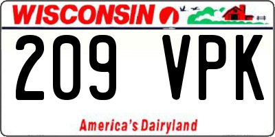 WI license plate 209VPK
