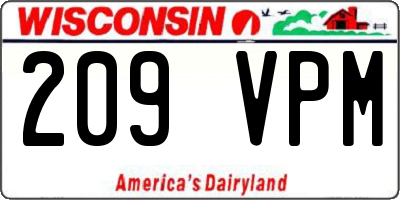 WI license plate 209VPM