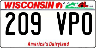 WI license plate 209VPO