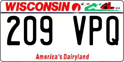 WI license plate 209VPQ