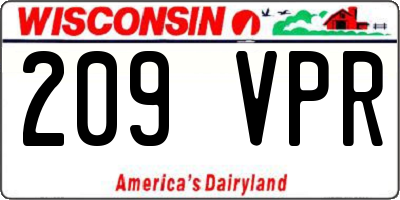 WI license plate 209VPR