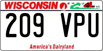 WI license plate 209VPU