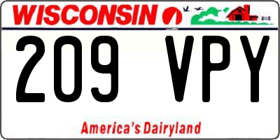 WI license plate 209VPY
