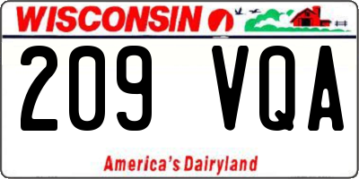 WI license plate 209VQA