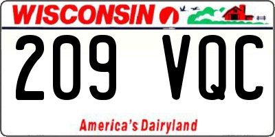 WI license plate 209VQC