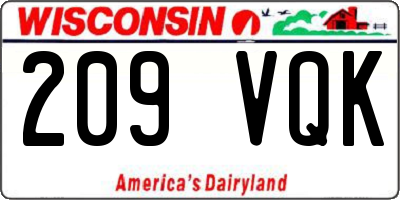 WI license plate 209VQK
