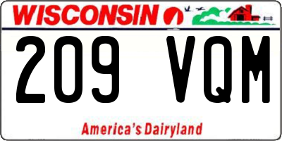 WI license plate 209VQM