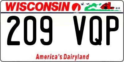 WI license plate 209VQP
