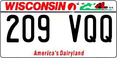 WI license plate 209VQQ