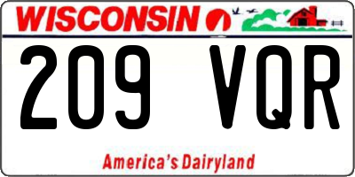 WI license plate 209VQR