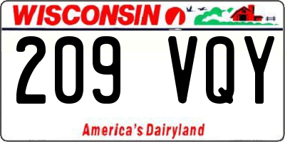 WI license plate 209VQY