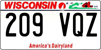 WI license plate 209VQZ