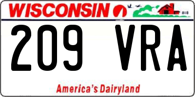 WI license plate 209VRA