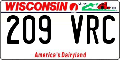 WI license plate 209VRC
