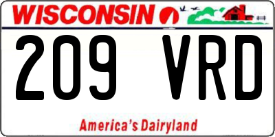 WI license plate 209VRD