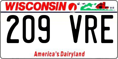 WI license plate 209VRE