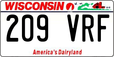 WI license plate 209VRF