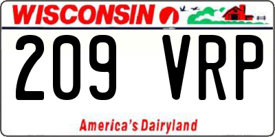 WI license plate 209VRP